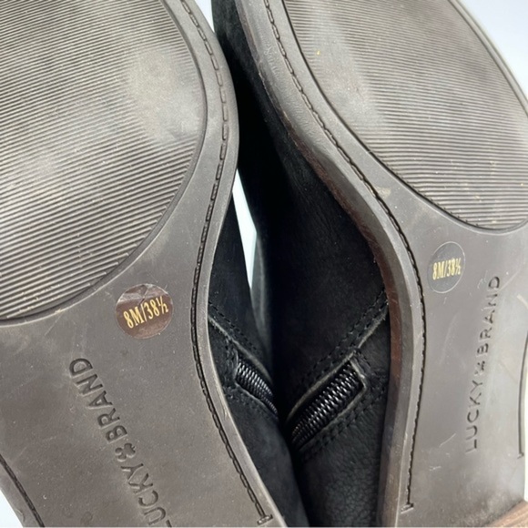 Lucky Brand Black Suede Leather Pincah 2 Studded Ankle Bootie Size 8 - Picture 6 of 9